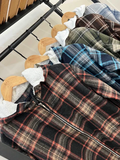 سویشرت چهارخونه کلاهدار 6109