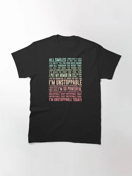 تیشرت خواننده sia | تیشرت سیا طرح UNSTOPPABLE - SIA - music lyrics کد 158250