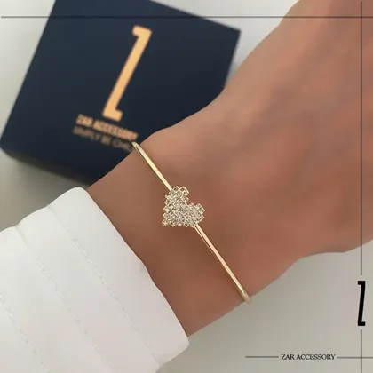 دستبند زنانه بنگل کاف تک قلب