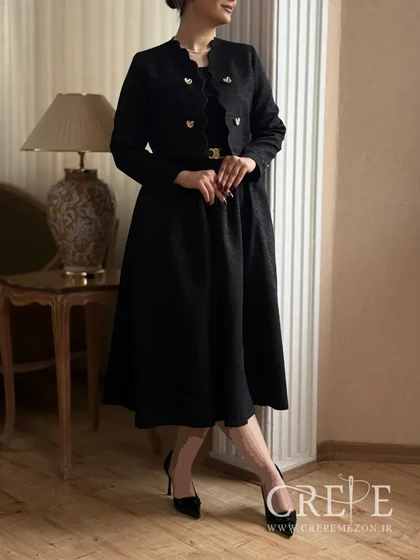 کت و دامن ژاکارد میله ای بهار