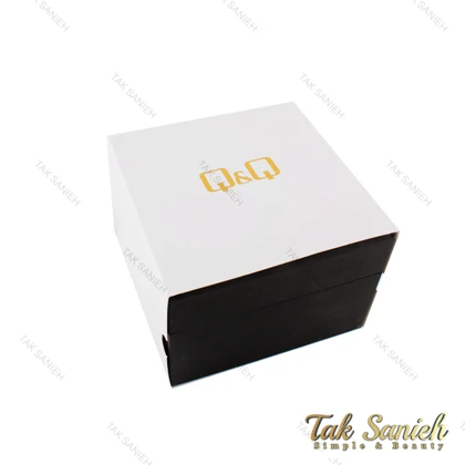 ساعت مچی کیو کیو مردانه دو تقویمه صفحه سفید بند رابر طوسی QQ-7767-G