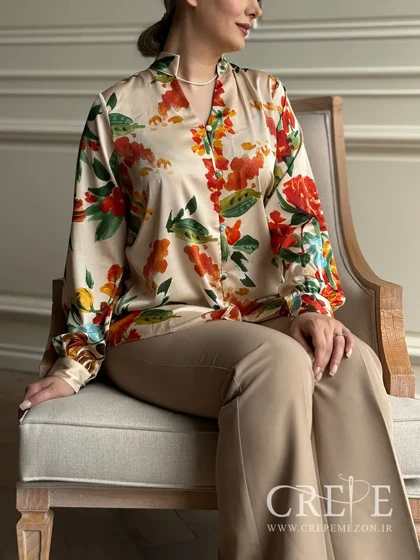 شومیز یقه فرنچ گل‌دار