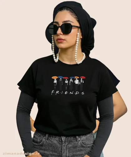 کراپ زنانه طرح فرندز کد 1051