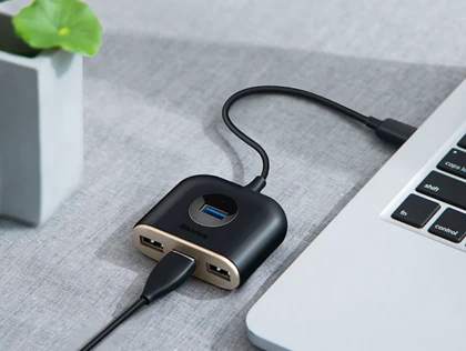 هاب آداپتور یو اس بی بیسوس Baseus Square round 4 in 1 USB HUB Adapter