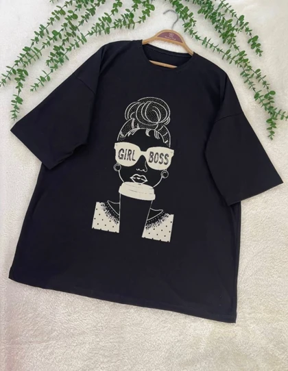 تیشرت لانگ طرح دار