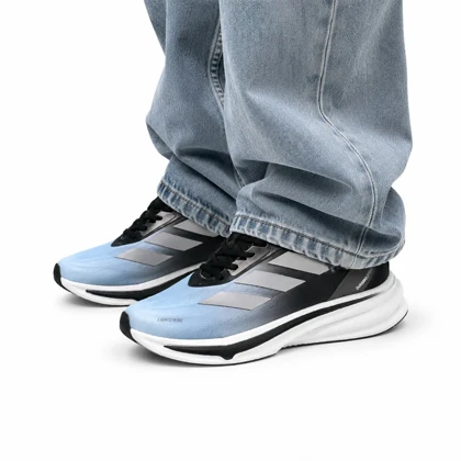 کفش کتانی مردانه مدل آدیداس ورزشی با زیره بست مشکی آبی Adidas New