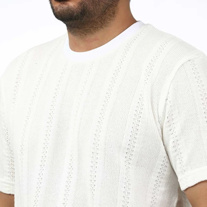تیشرت آستین کوتاه بافت مردانه سیزر مدل 15512052