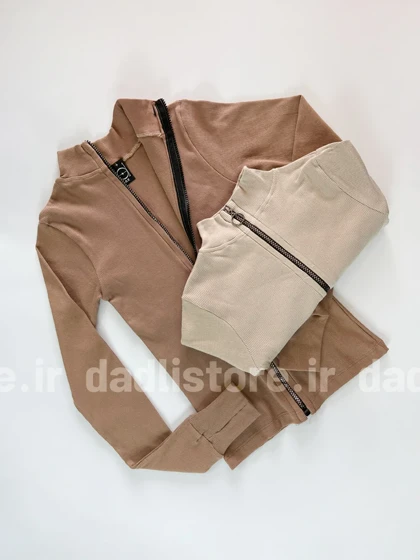 بلوز کبریتی یقه پنج سانتی زیپ‌دار فینگردار