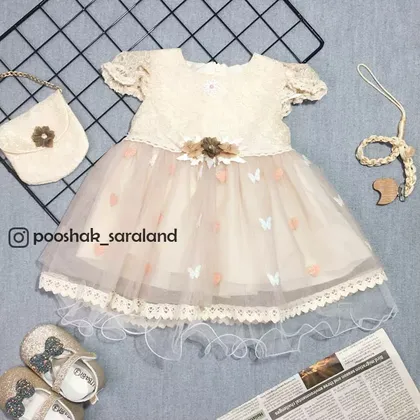 سارافون مجلسی نوزاد دخترانه گل‌دار