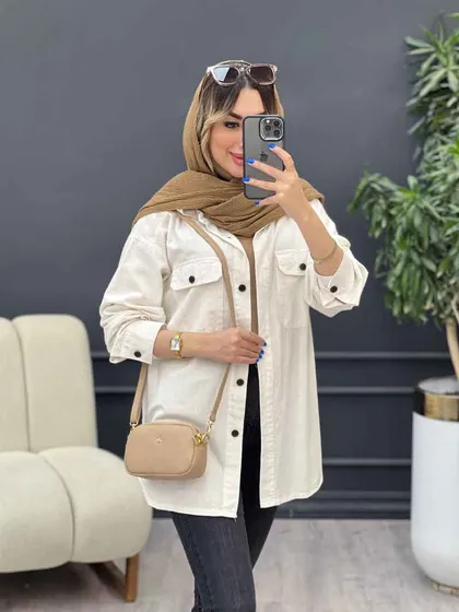مانتو لینن سر جیب دکمه وینا