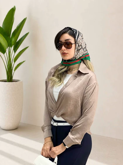 شومیز سیلک گره ثابت