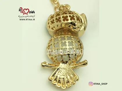 گردنبند جغد طلایی مدل کریستالی