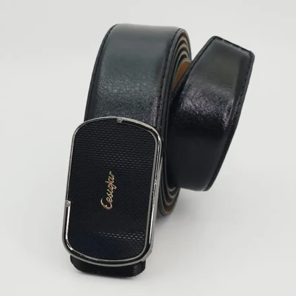 کمربند مردانه چرم مصنوعی (فوم) دور دوخت با سگک استیل شیشه‌ای کد 30599س