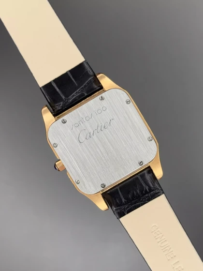 ساعت مچی کارتیه سانتوس دومونت قاب رزگلد صفحه سفید Cartier Santos Dumont
