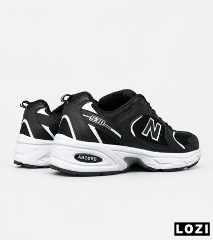 کفش کتانی زنانه و مردانه مشکی سفید NEW BALANCE 530 مدل 4124