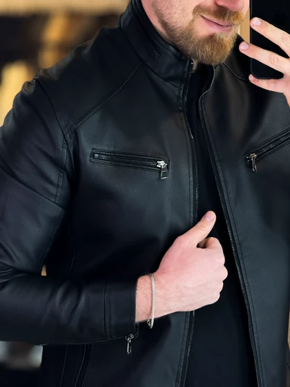 کت چرم مشکی 9923
