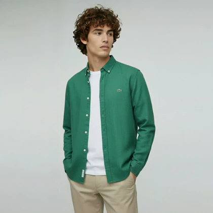 پیراهن استین بلند یقه دکمه دار Lacoste