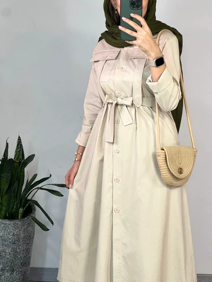 مانتو بلند دکمه دار خورشید