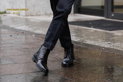 نیم بوت مردانه بندی بغل زیپ‌دار چرم طبیعیsi180