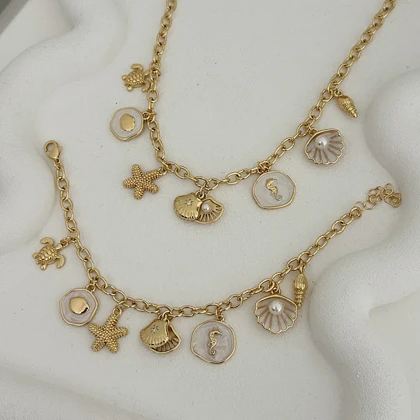 نیم ست دستبند گردنبند آویزدار کد 766