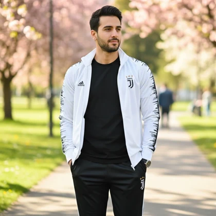 ست راحتی مردانه سویشرت شلوار یوونتوس مدلR77