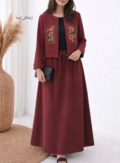 ست کت و دامن گلدوزی لینن آرامش