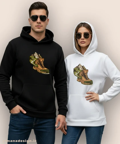 هودی مردانه و زنانه طرح کمپ و جنگل نوردی کد 1065