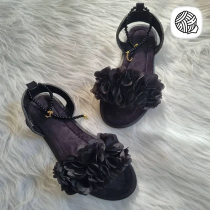 صندل زنانه مکرومه بافی مدل سلین