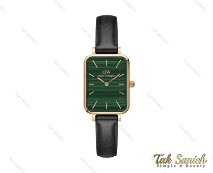 ساعت دنیل ولینگتون مستطیلی زنانه صفحه سبز بند چرم DW-3871-L
