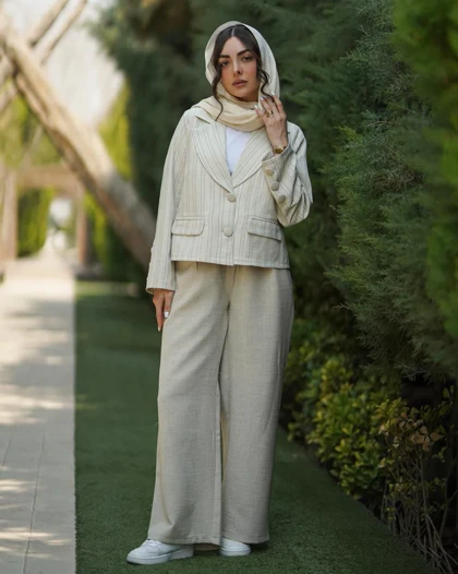 ست کراپ کت و شلوار زنانه تابستانی خنک