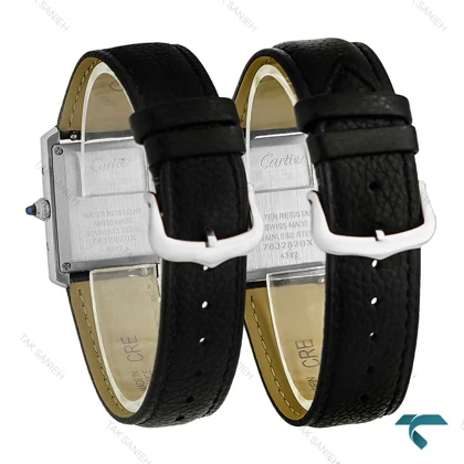 ساعت ست کارتیه تانک بند چرم مشکی Cartier-7923-S