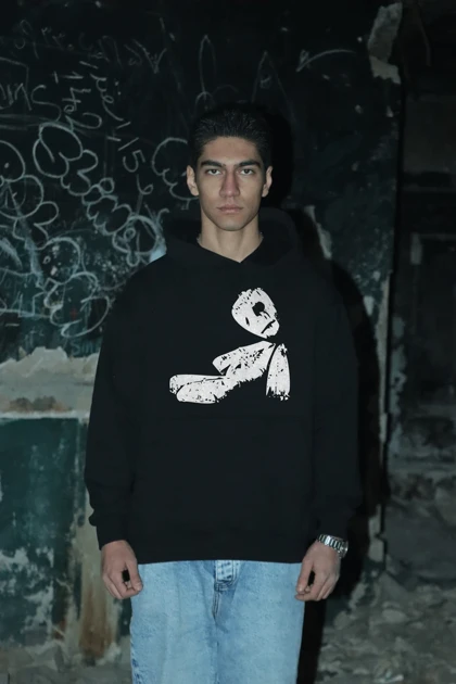 هودی مشکی اسپرت طرح Korn 4 - فواصل