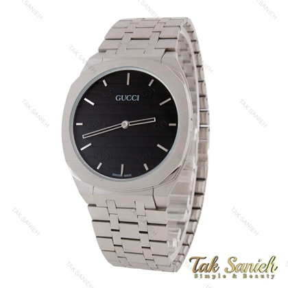 ساعت گوچی 25H مردانه استیل صفحه مشکی Gucci-5735-G