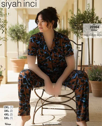 تیشرت شلوار جلو دکمه‌ای سیاه اینجه کد 20964 (مشکی)