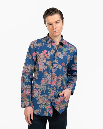 پیراهن مردانه چاپی گل‌دار کد 1818