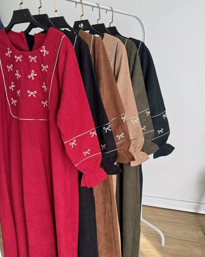 کفتان مخمل کبریتی روبان