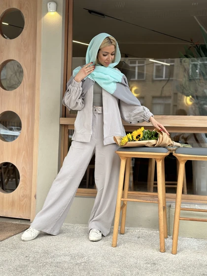 شال ترکیبی فیروزه ای