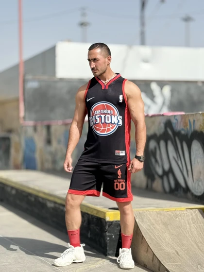 ست رکابی و شلوارک PISTONS بسکتبالی بدنسازی مشکی