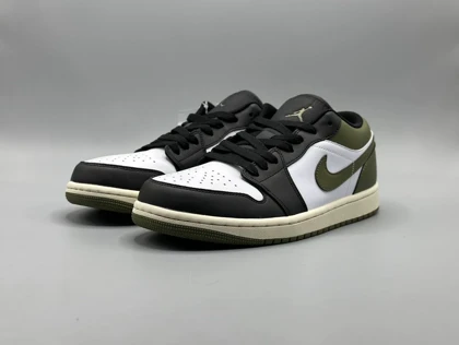 کتانی نایکی جردن1 لو بلک مدیوم اولیو/Nike Air Jordan1 low Black olive