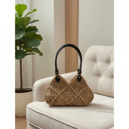 کیف دست بافت موتیفی رافیا