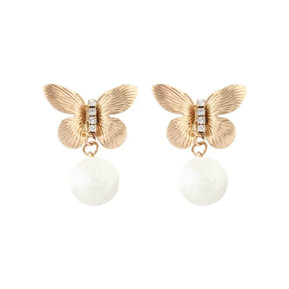 گوشواره زنانه مدل پروانه مروارید