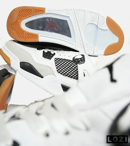 کتانی ساق‌دار بزرگ پا سفید طوسی Nike air jordan 4 مدل 6594