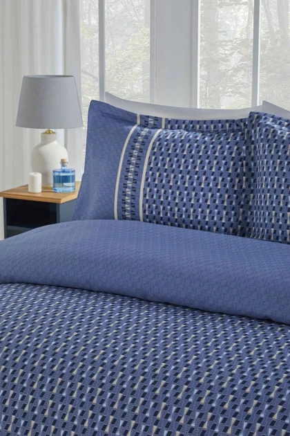 سرویس روتختی دو نفره Özdilek مدل Angles ساتن - سرمه‌ای