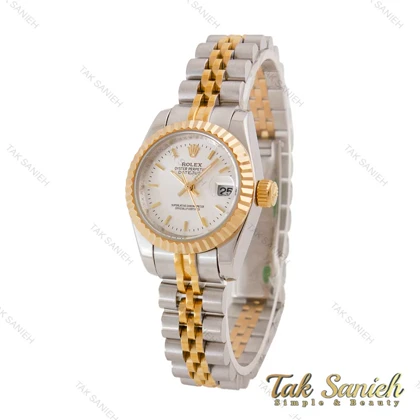 ساعت رولکس مردانه دورنگ طلایی خطی صفحه نقره ای Rolex-4729-G