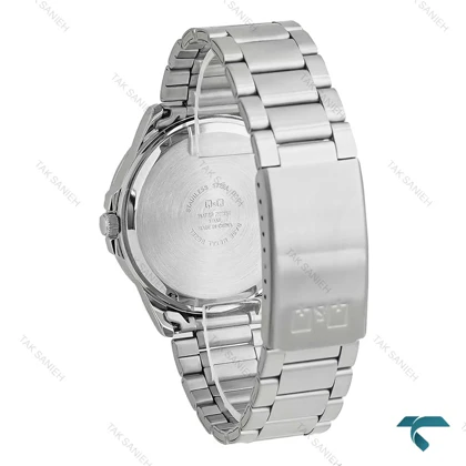 کیو اند کیو مردانه استیل صفحه مشکی دو تقویمه QQ-7782-G