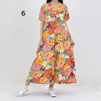 پیراهن زنانه بلندجلو دکمه