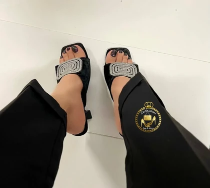 صندل روفرشی نگینی مجلسی زنانه مدل پارمیس