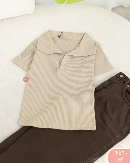 تیشرت کرکره یقه دار 4520