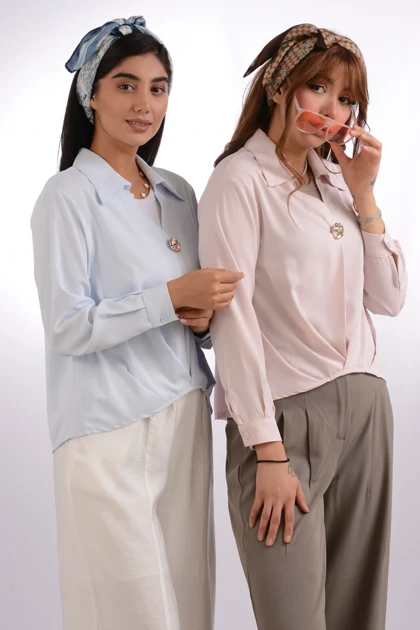 شومیز حریر تک دکمه الیزه ژاکلین