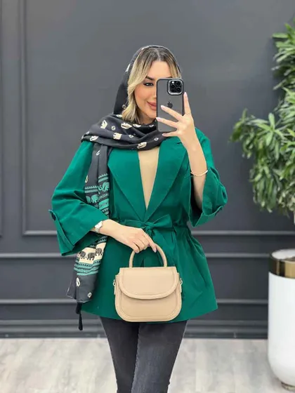 مانتو لینن دو جیب آستین پاگن